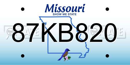 87KB820 Missouri License Plate