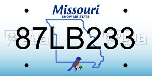 87LB233 Missouri License Plate