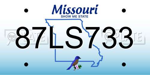87LS733 Missouri License Plate