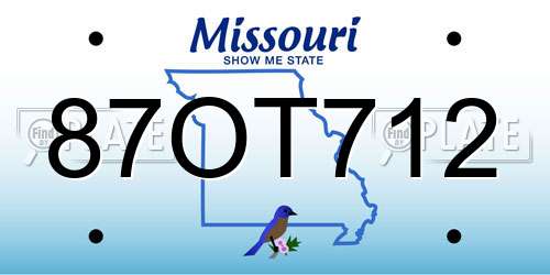 87OT712 Missouri License Plate