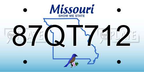 87QT712 Missouri License Plate