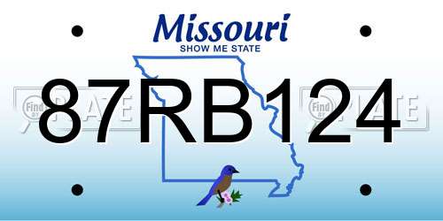 87RB124 Missouri License Plate