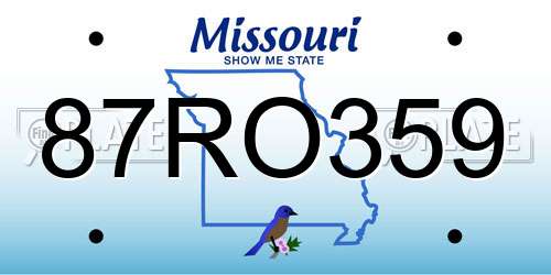 87RO359 Missouri License Plate