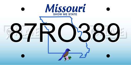 87RO389 Missouri License Plate