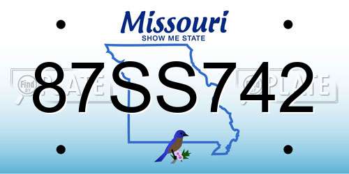 87SS742 Missouri License Plate