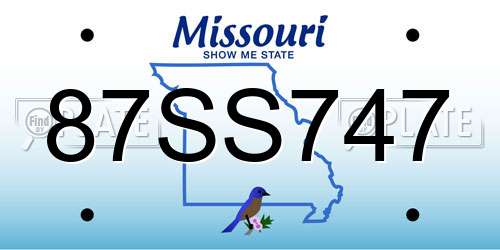 87SS747 Missouri License Plate