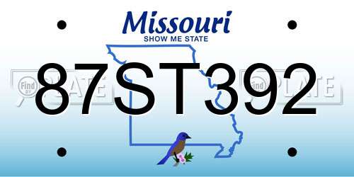87ST392 Missouri License Plate