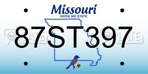 87ST397 Missouri License Plate