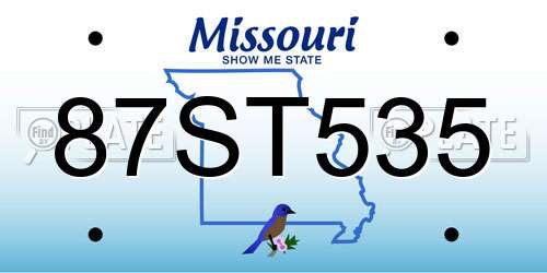 87ST535 Missouri License Plate