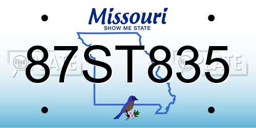 87ST835 Missouri License Plate