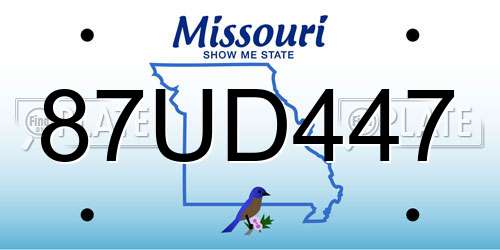 87UD447 Missouri License Plate