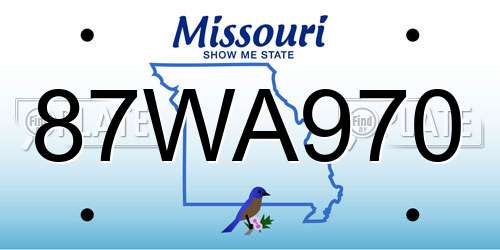 87WA970 Missouri License Plate