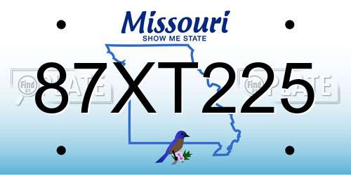 87XT225 Missouri License Plate