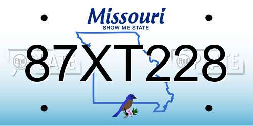 87XT228 Missouri License Plate