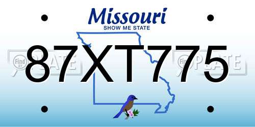 87XT775 Missouri License Plate