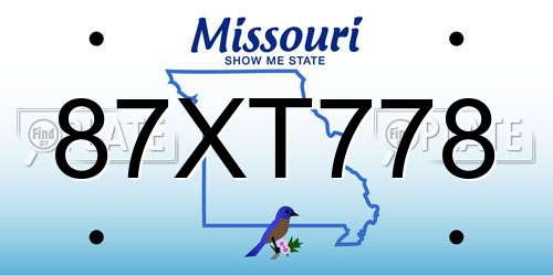 87XT778 Missouri License Plate