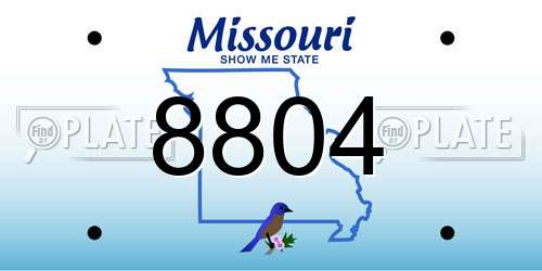 8804 Missouri License Plate