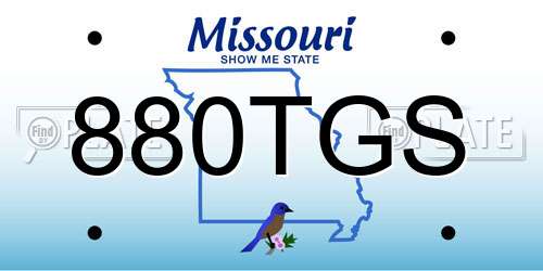 880TGS Missouri License Plate