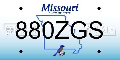 880ZGS Missouri License Plate