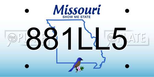 881LL5 Missouri License Plate