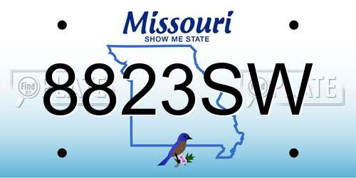 8823SW Missouri License Plate