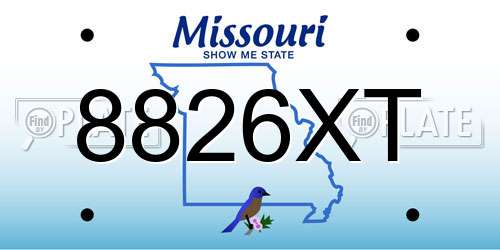 8826XT Missouri License Plate