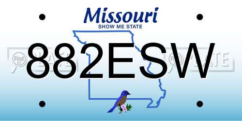 882ESW Missouri License Plate