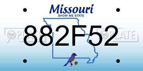 882F52 Missouri License Plate