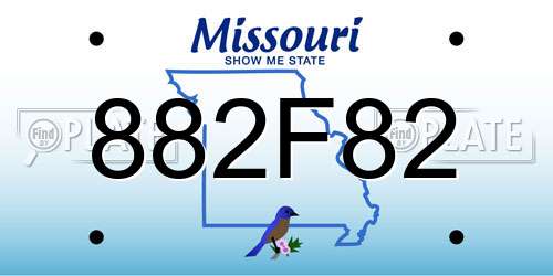 882F82 Missouri License Plate