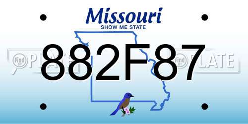 882F87 Missouri License Plate