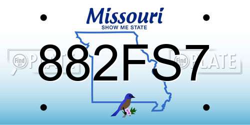 882FS7 Missouri License Plate