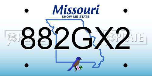 882GX2 Missouri License Plate