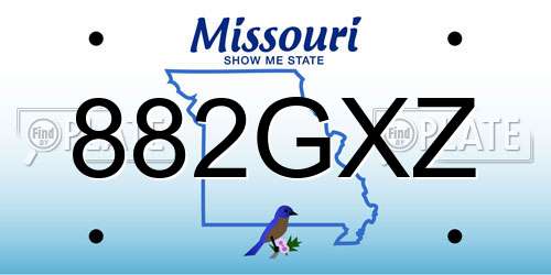 882GXZ Missouri License Plate
