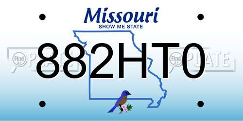 882HT0 Missouri License Plate