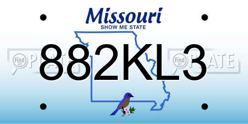 882KL3 Missouri License Plate