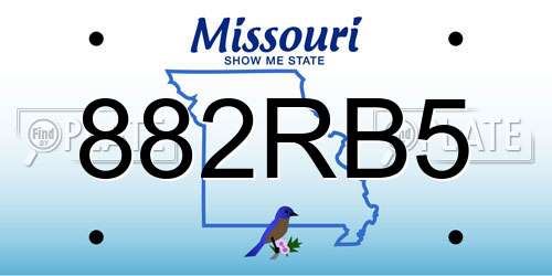 882RB5 Missouri License Plate