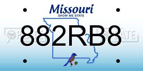 882RB8 Missouri License Plate
