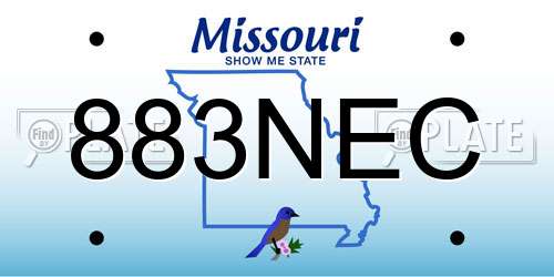883NEC Missouri License Plate