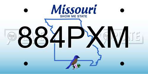 884PXM Missouri License Plate
