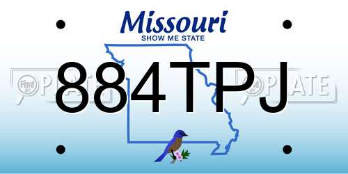 884TPJ Missouri License Plate
