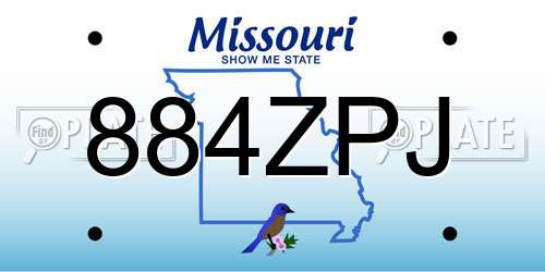 884ZPJ Missouri License Plate