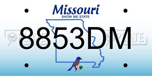 8853DM Missouri License Plate