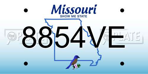 8854VE Missouri License Plate