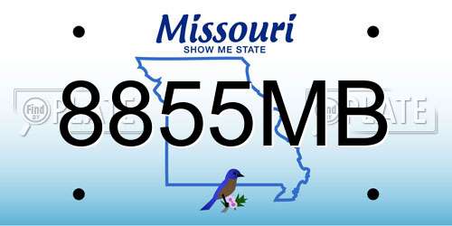 8855MB Missouri License Plate