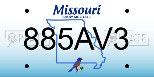885AV3 Missouri License Plate