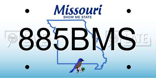 885BMS Missouri License Plate