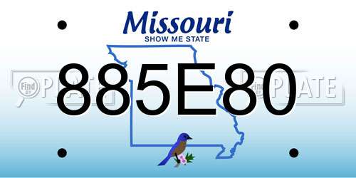 885E80 Missouri License Plate