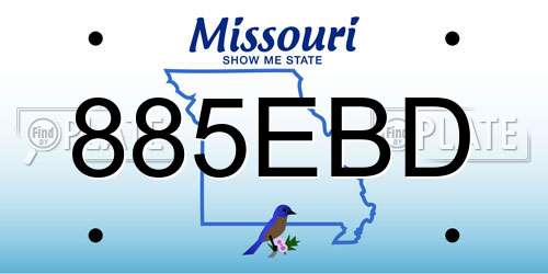 885EBD Missouri License Plate