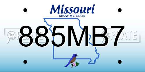885MB7 Missouri License Plate