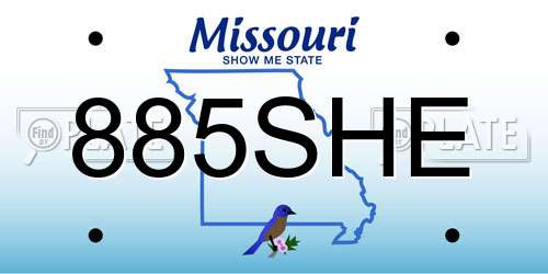 885SHE Missouri License Plate
